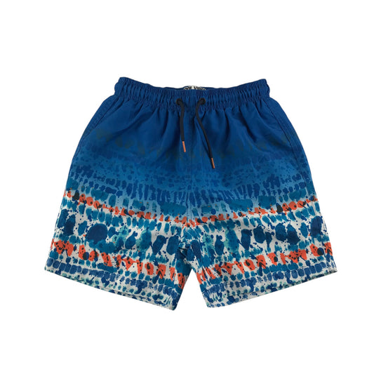 Matalan swim trunks 8-9 years blue and orange graphic pattern