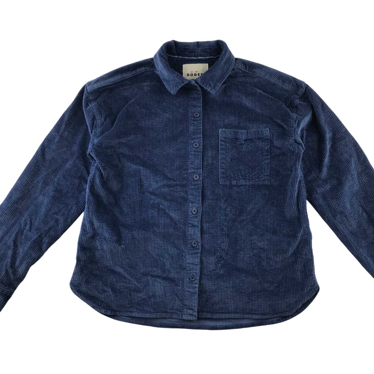 Boden Shirt 13-14 Years Blue Plain Corduroy Button-Up