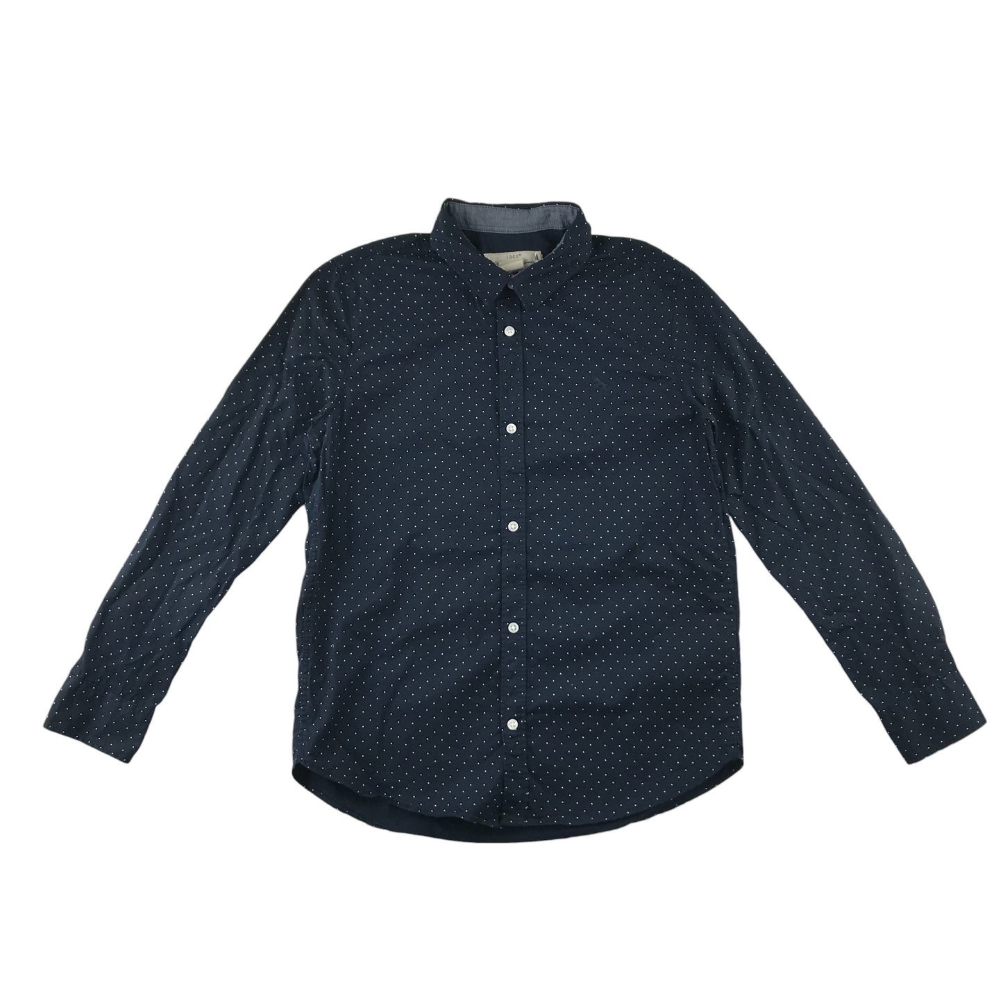 H&M Shirt 11-12 Years Black with White Dots Button-Up