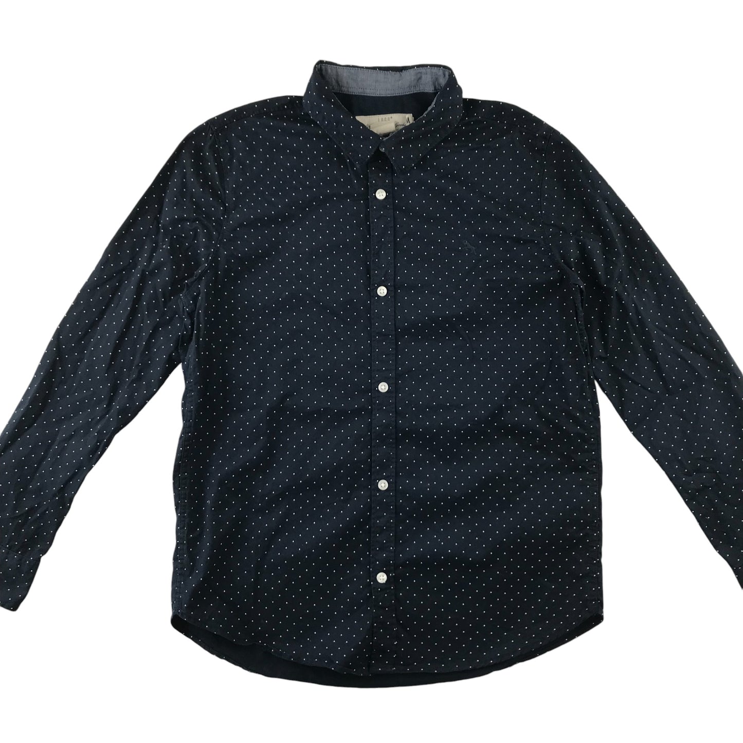 H&M Shirt 11-12 Years Black with White Dots Button-Up