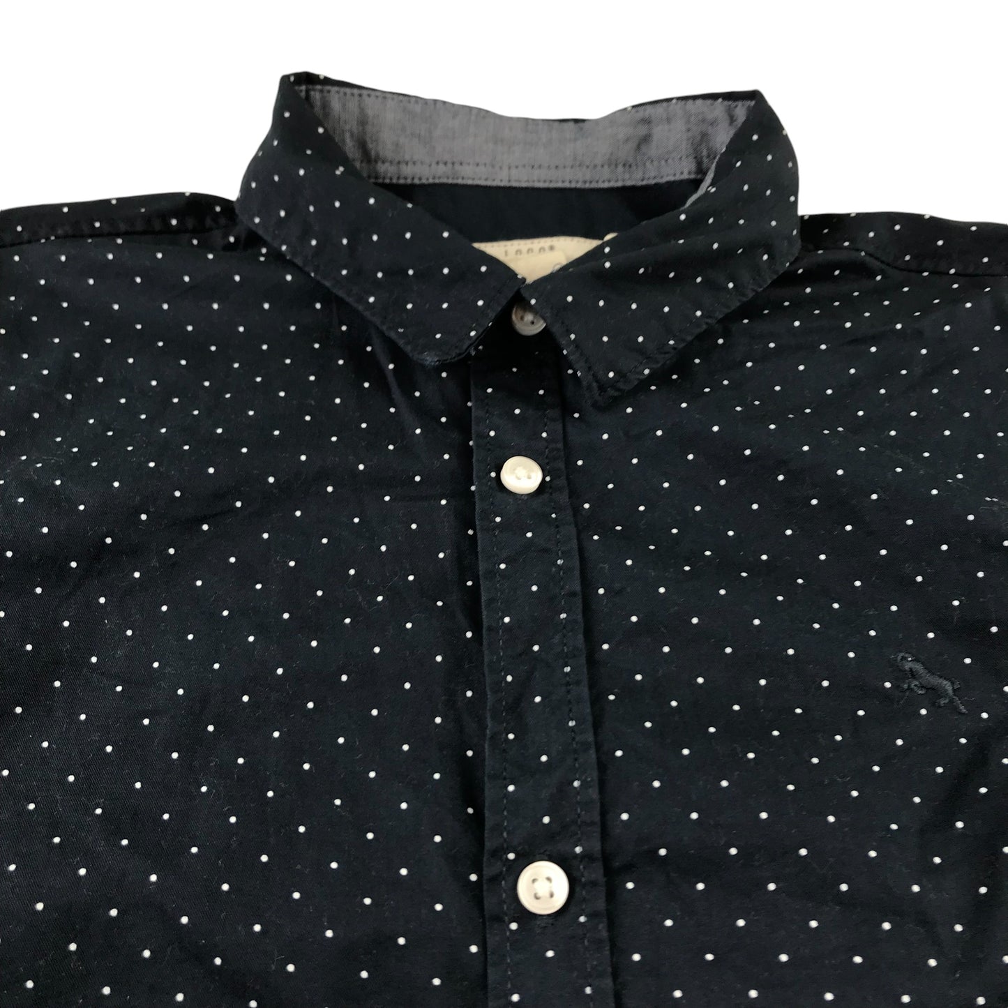 H&M Shirt 11-12 Years Black with White Dots Button-Up