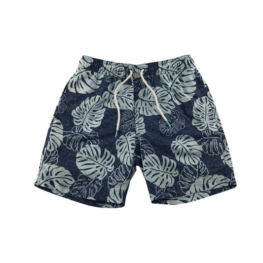 M&S swim trunks 10-11 years navy blue foliage print shorts