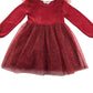 H&M dress 5-6 years red long sleeve top with tulle glittery skirt