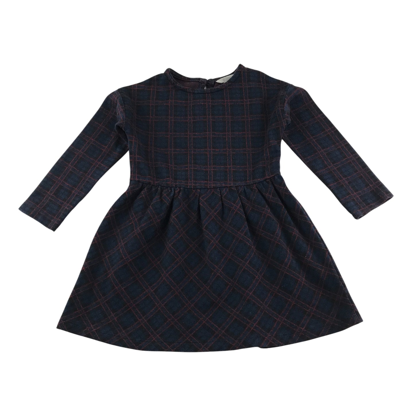 MNG dress 4-5 years navy with red checked pattern long sleeve