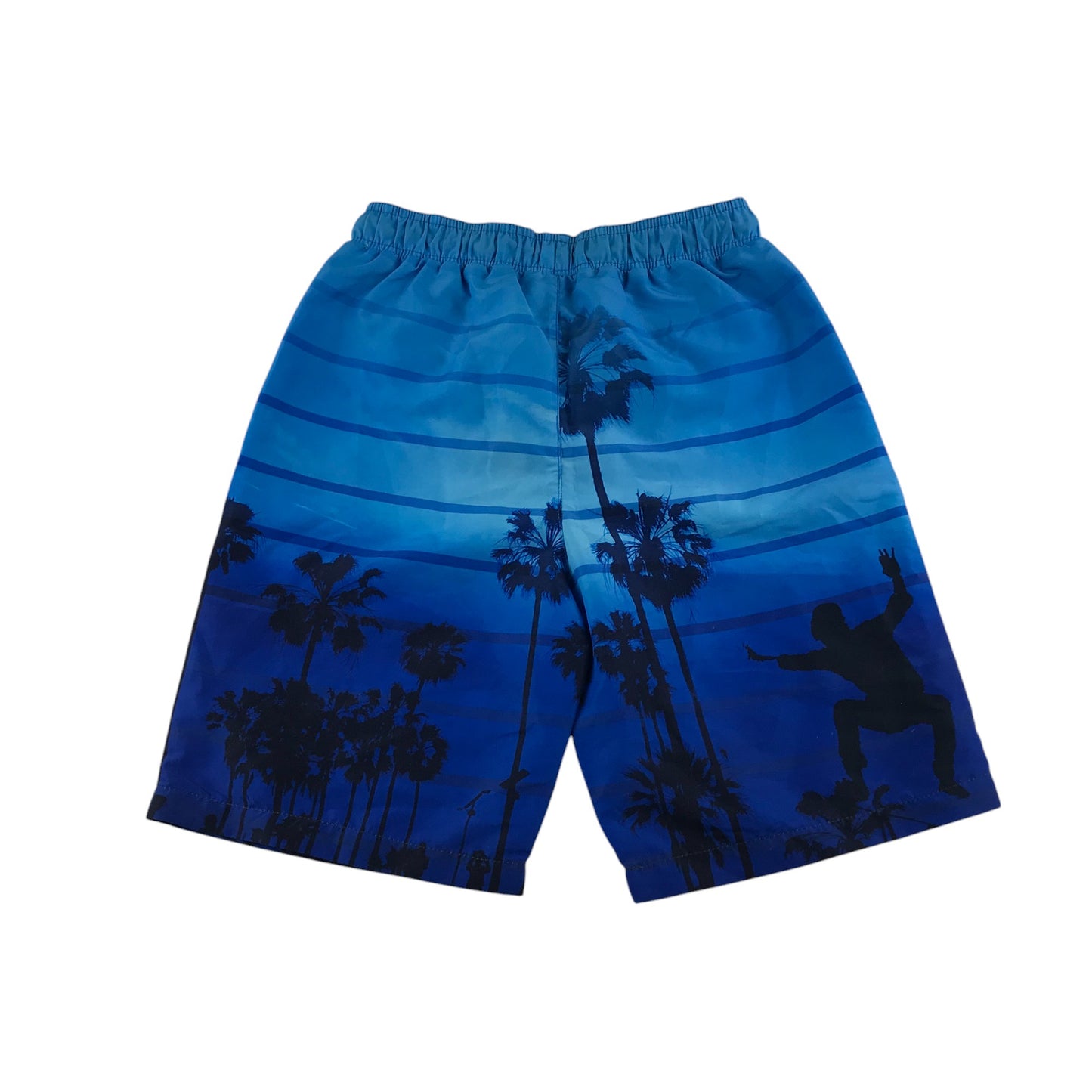 Nutmeg swim trunks 10-11 years blue gradient palm trees shorts