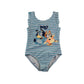 George swimsuit 5-6 years blue stripy with Bluey graphic design print
