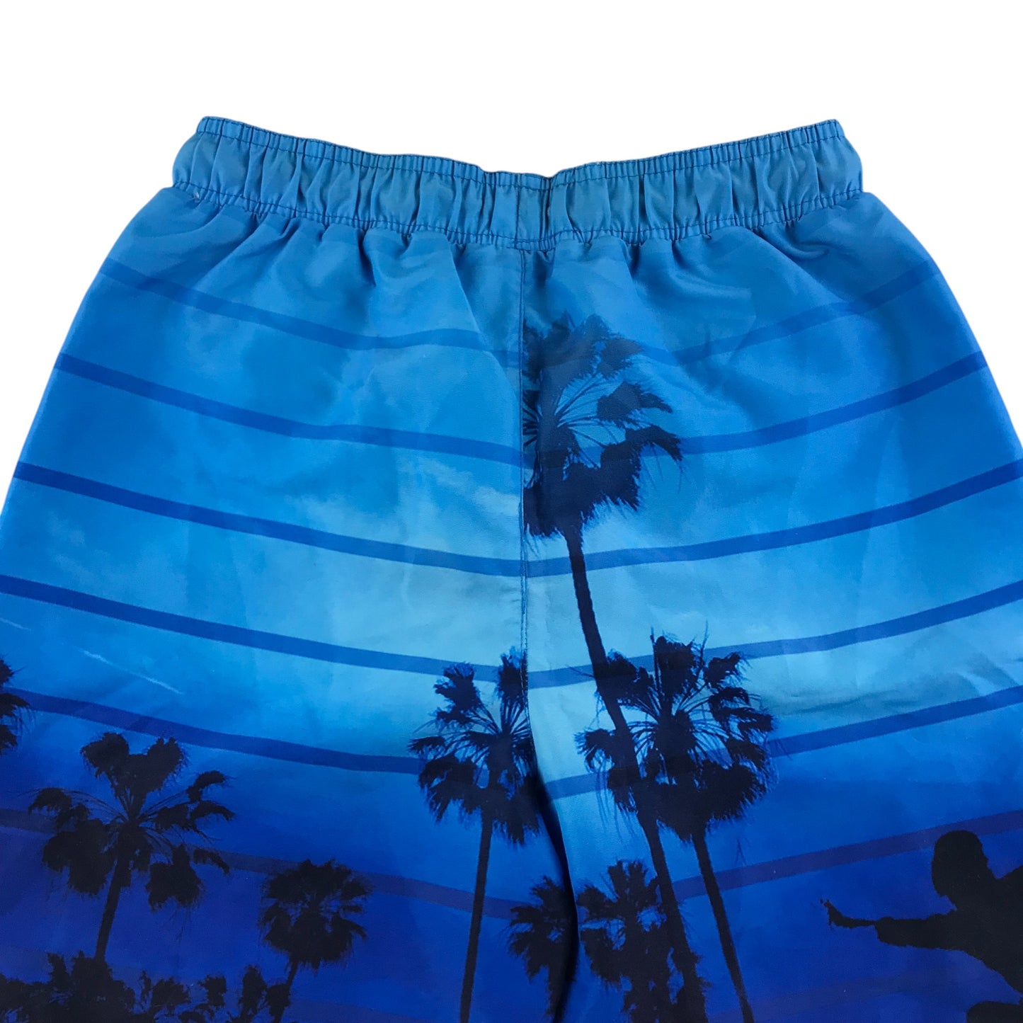 Nutmeg swim trunks 10-11 years blue gradient palm trees shorts