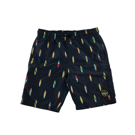 Earthchild swim trunks 9-10 years navy blue surf board print shorts