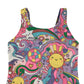 F&F swimsuit 5-6 years lilac cartoony graphic design print design colourful