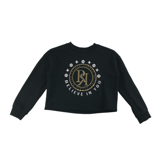 River Island Sweater Age 7 Black Cropped Believe In You Print Pattern