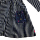 Joules dress 5-6 years navy with white stripes and 2 front pockets with graphic prints