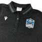 Macron Glasgow Warriors Rugby Polo Shirt Womens Size 12 Black Button Up Neck Short Sleeve Cotton