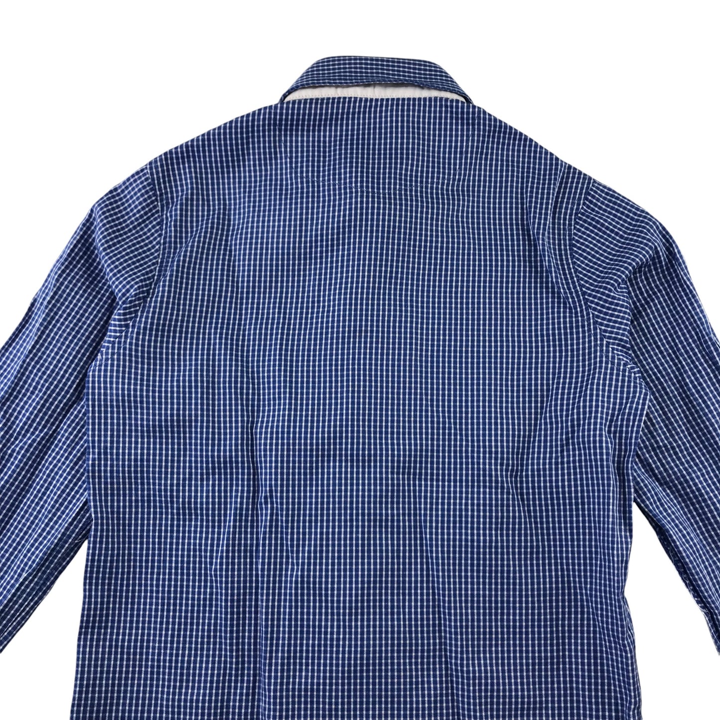 Armani Shirt 8-9 Years Blue and White Checked Button-Up with Red Logo