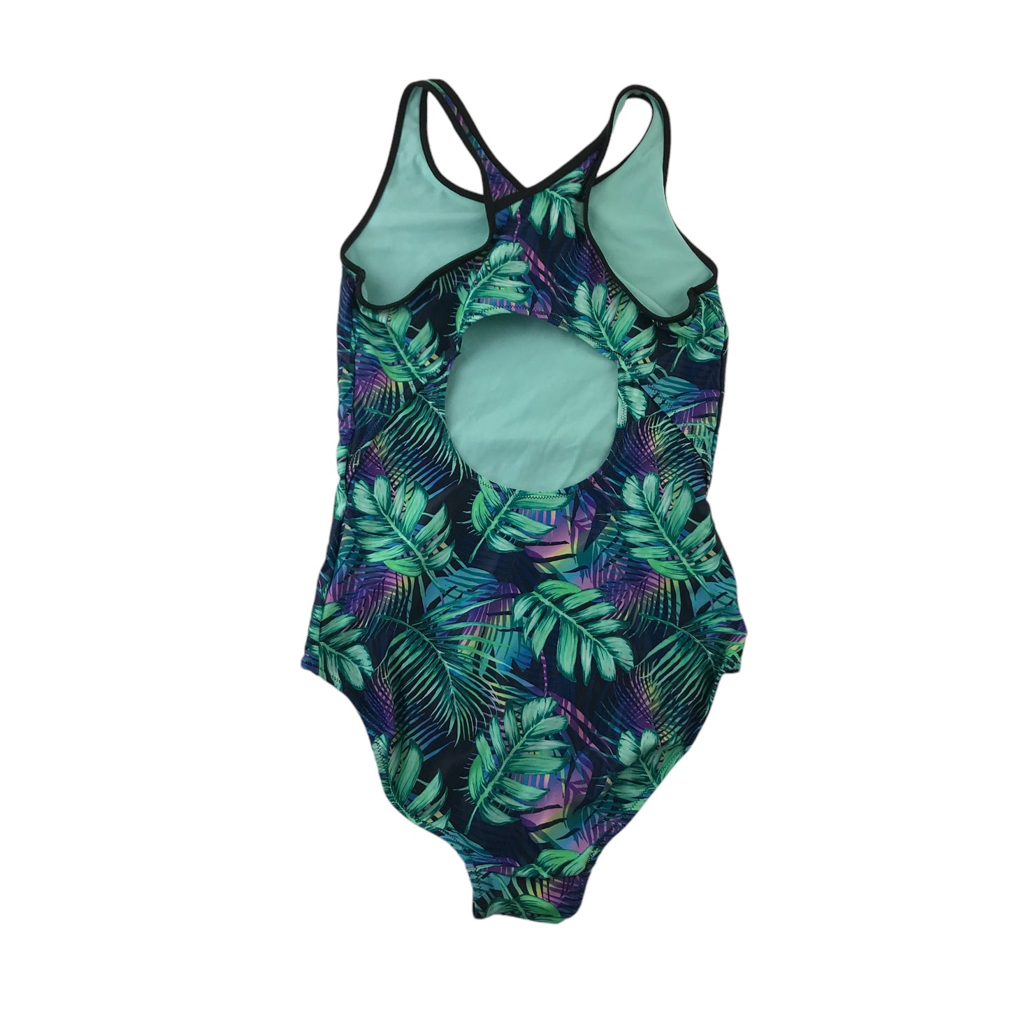 H&M swimsuit 13-14 years green leafy Love printed one piece cossie