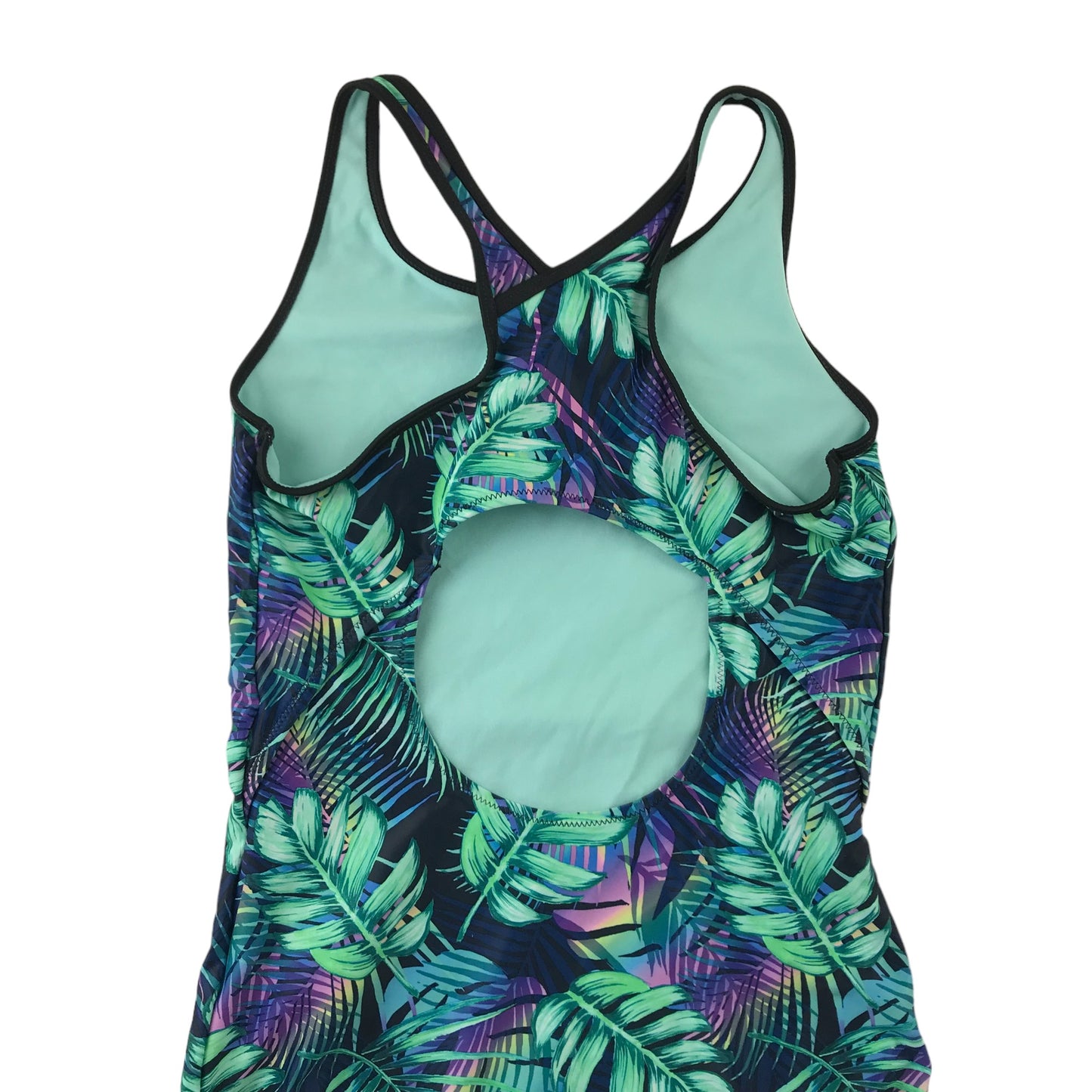 H&M swimsuit 13-14 years green leafy Love printed one piece cossie