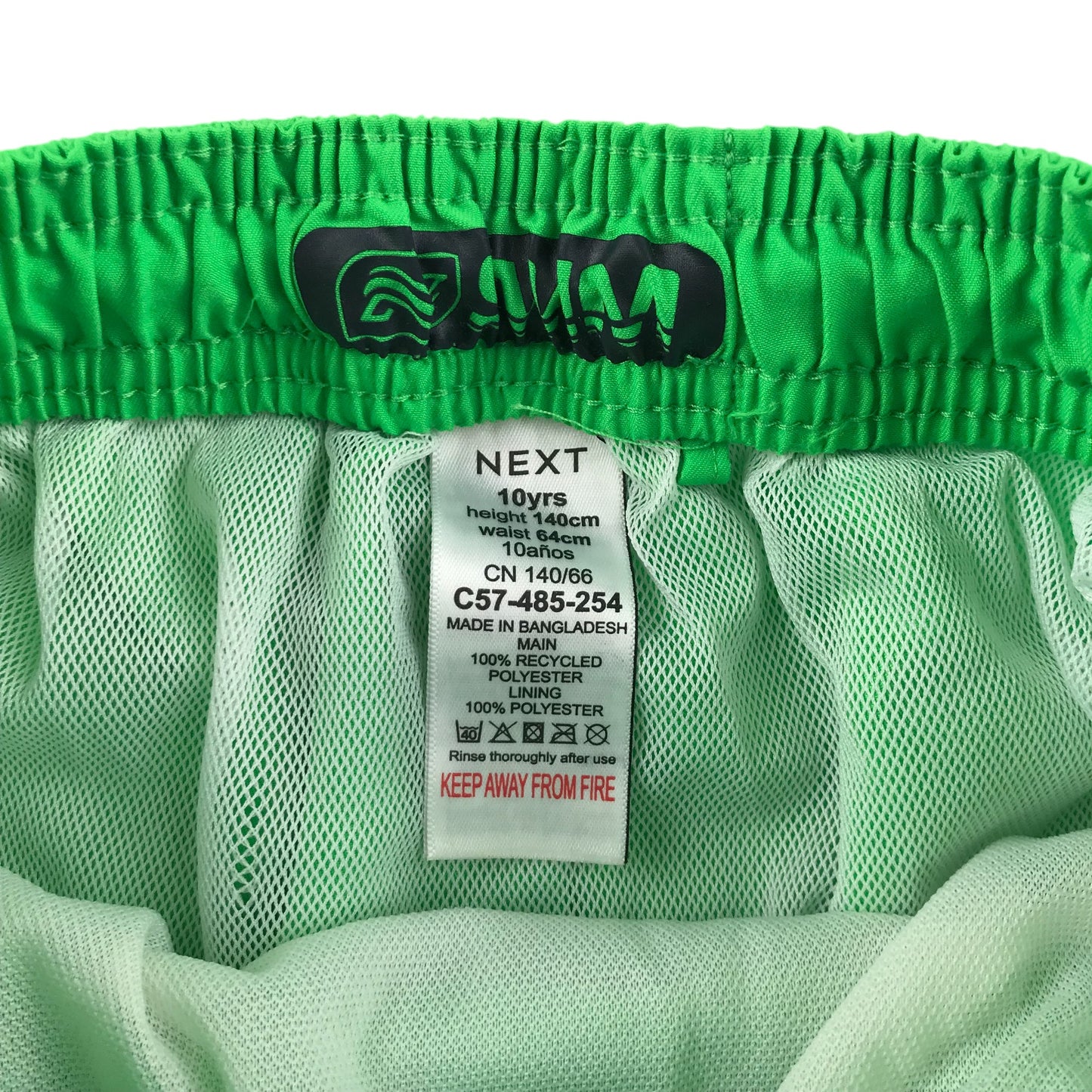 Next swim trunks 9-10 years green plain shorts