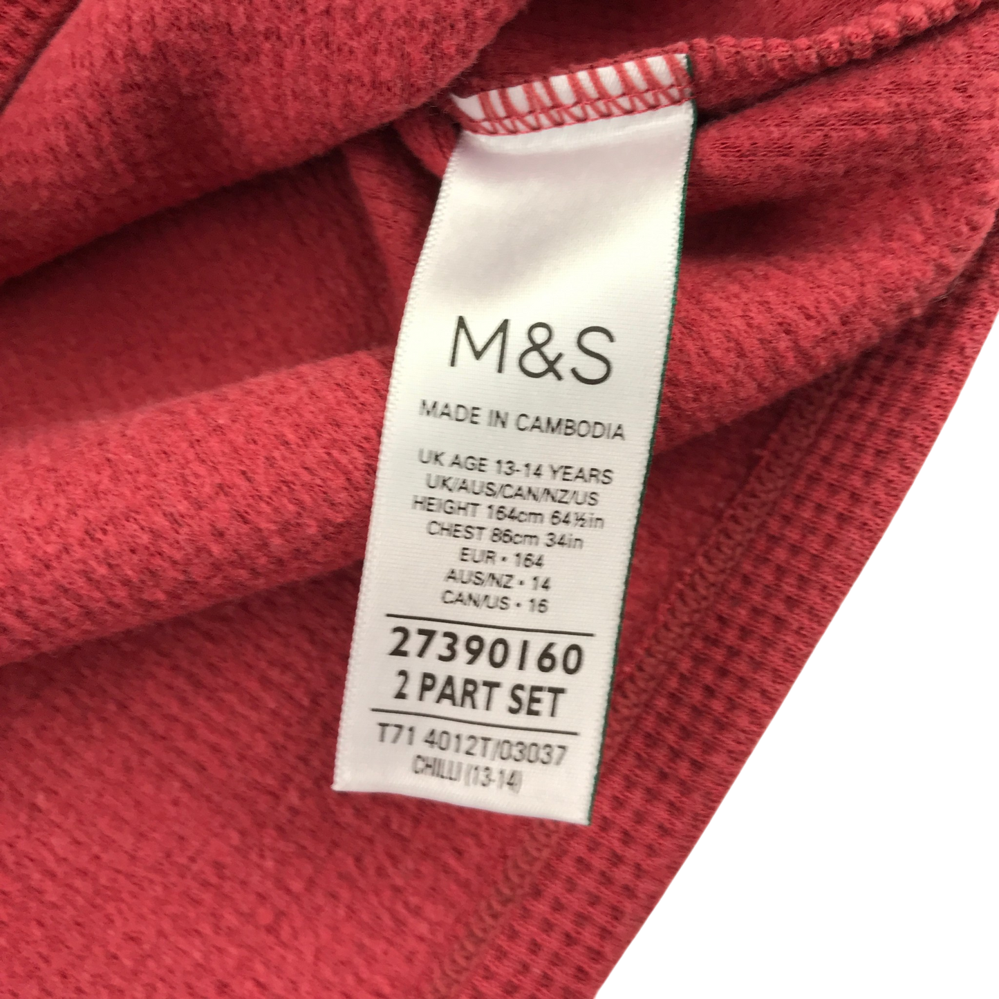M&S 13-14 years red set