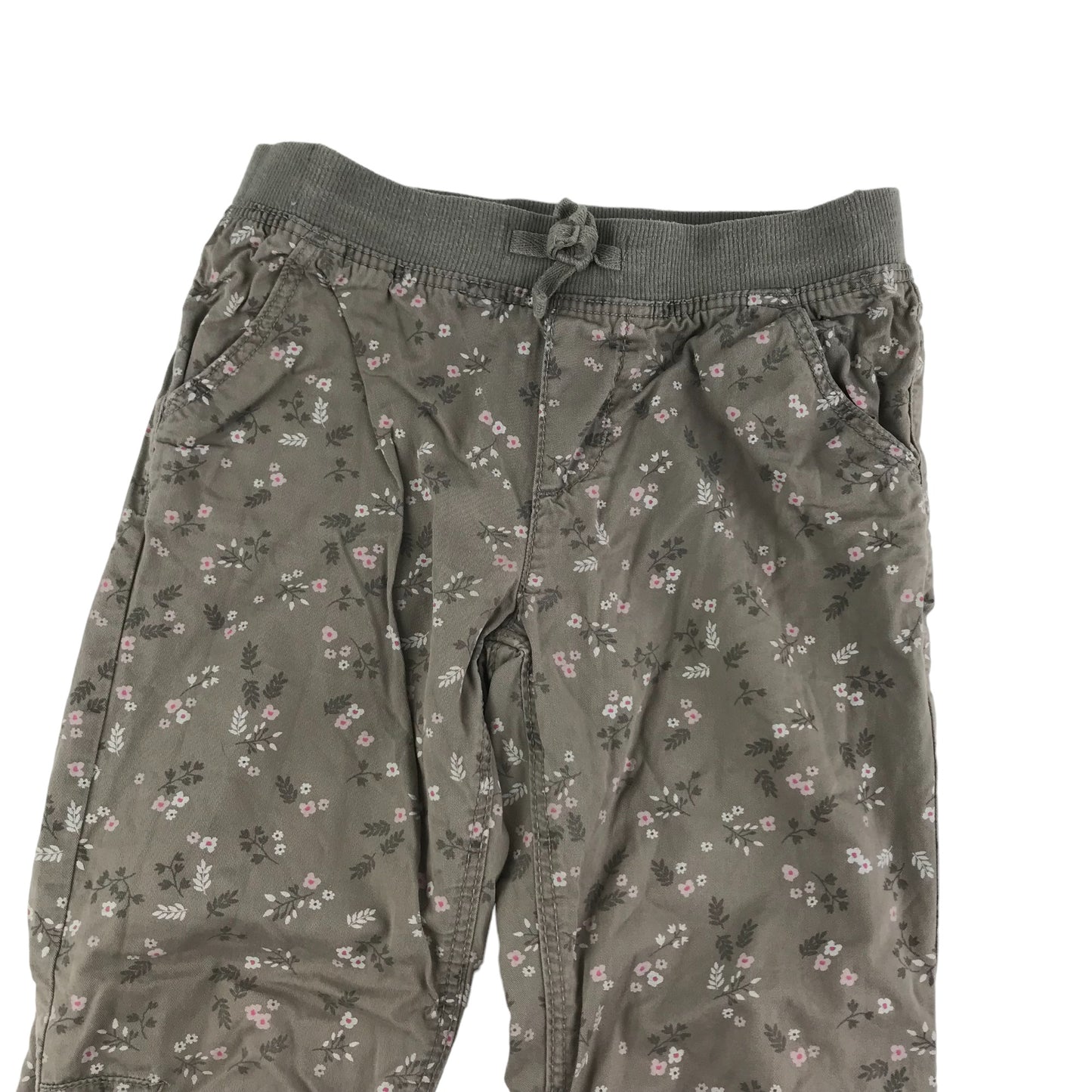 H&M Trousers Age 7 Grey Floral Pattern