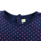 JoJo Maman Behe dress 5-6 years navy with pink polka dots and front picket lace detailing