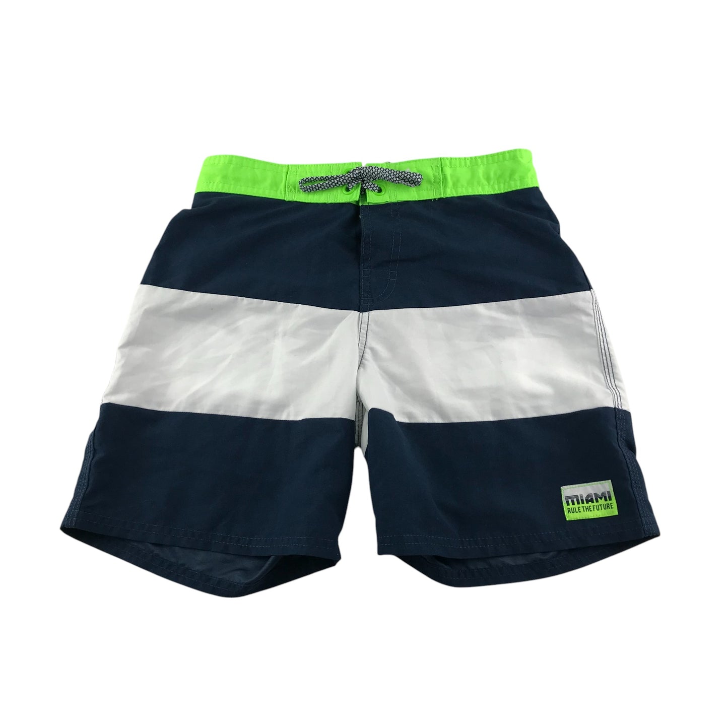 H&M swim trunks 11-12 years navy white green panelled shorts