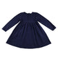 JoJo Maman Behe dress 5-6 years navy with pink polka dots and front picket lace detailing