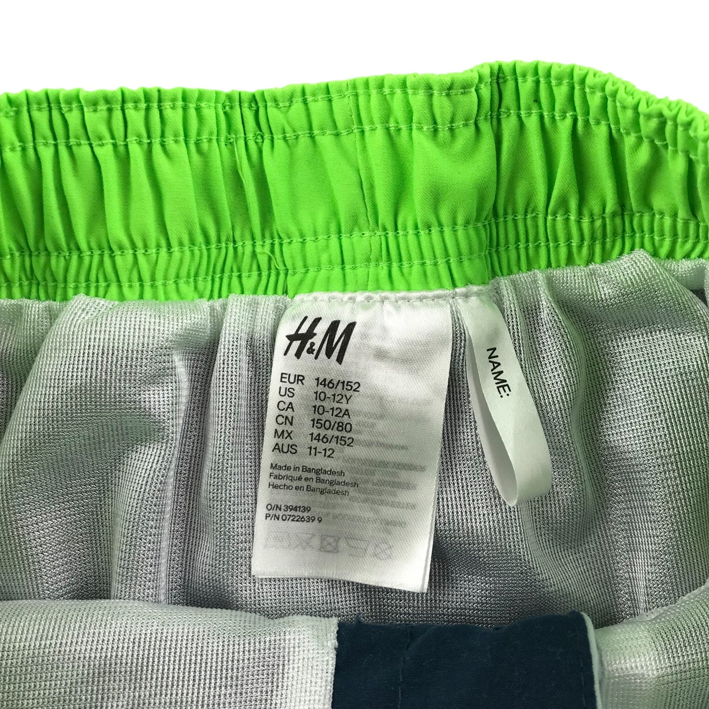 H&M swim trunks 11-12 years navy white green panelled shorts