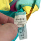 Shein swim top 9-10 years blue stripy colourful cropped top with front zipper