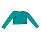 Shein swim top 9-10 years blue stripy colourful cropped top with front zipper