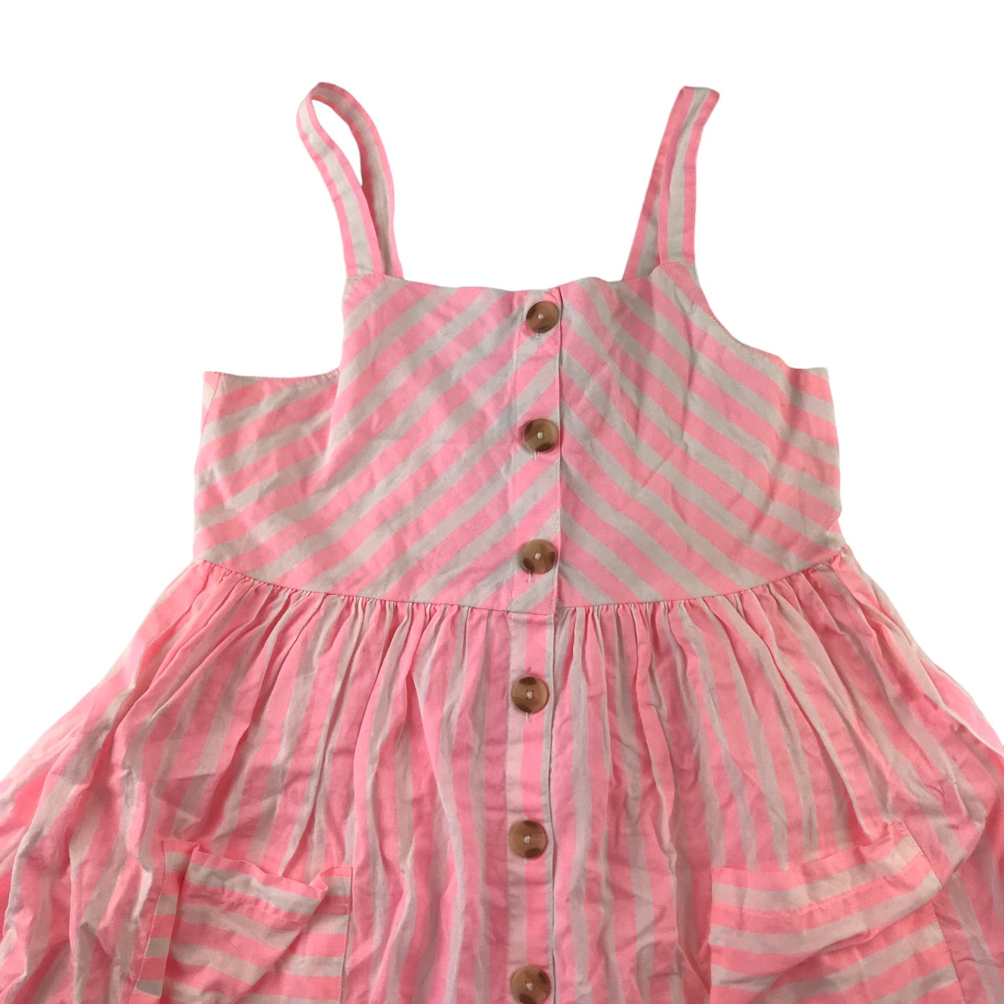 F&F dress 10-11 years pink and white stripy summer long blouse cotton