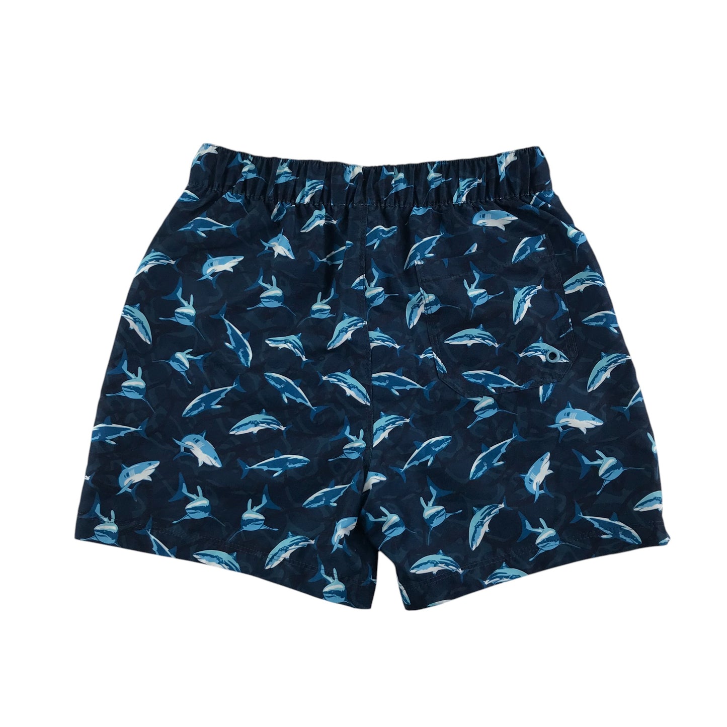 Next swim trunks 11-12 years navy blue sharks print shorts