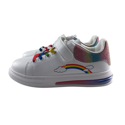 Daodan Chaoren trainers shoe size 2 white fun multicoloured rainbow and glittery design