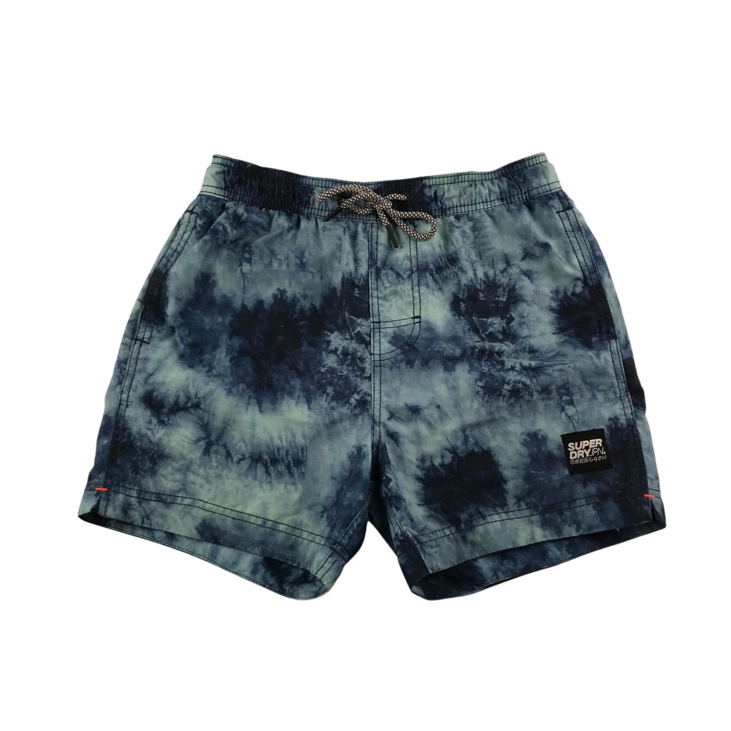 SuperDry swim trunks men's size S blue tie dye pattern shorts