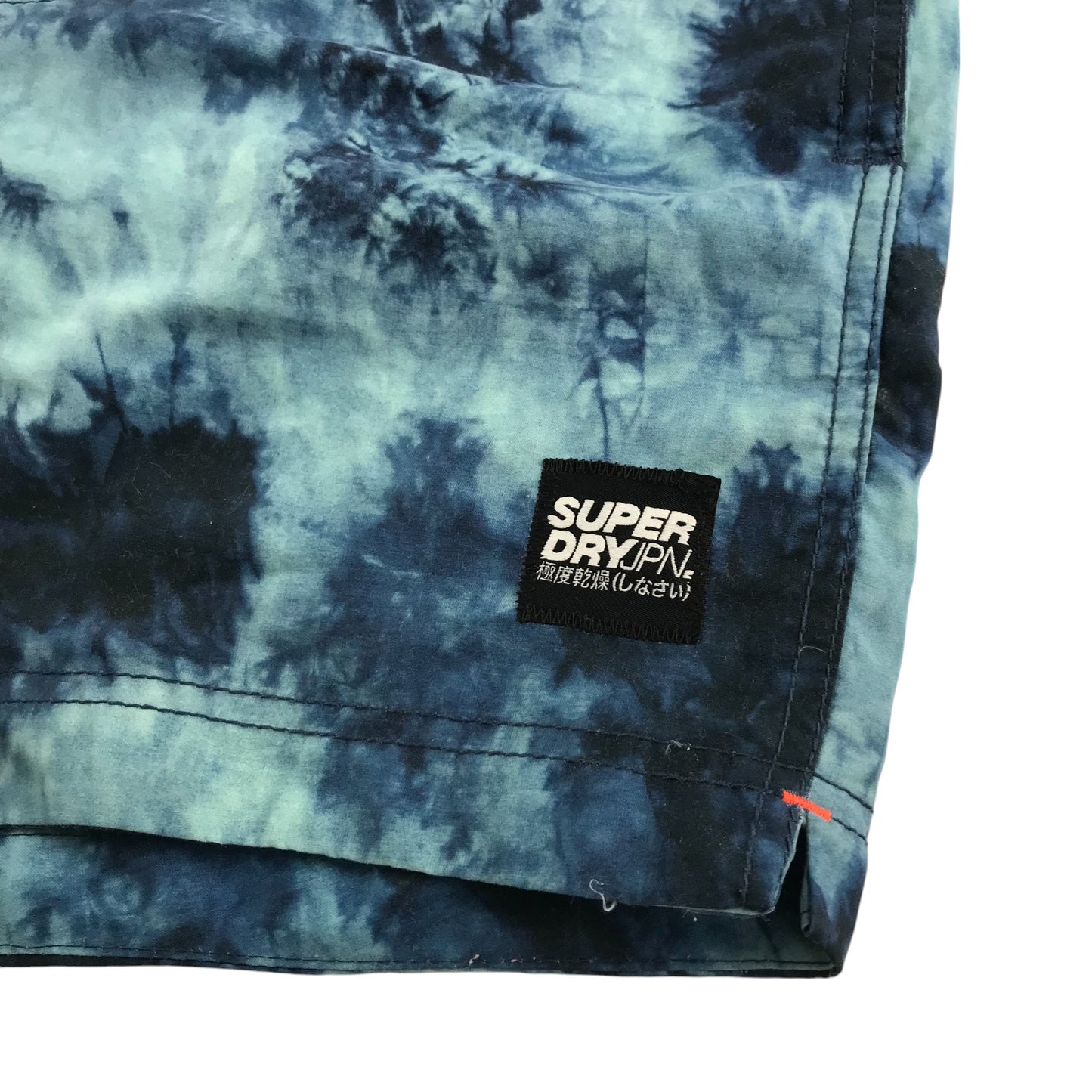 SuperDry swim trunks men's size S blue tie dye pattern shorts