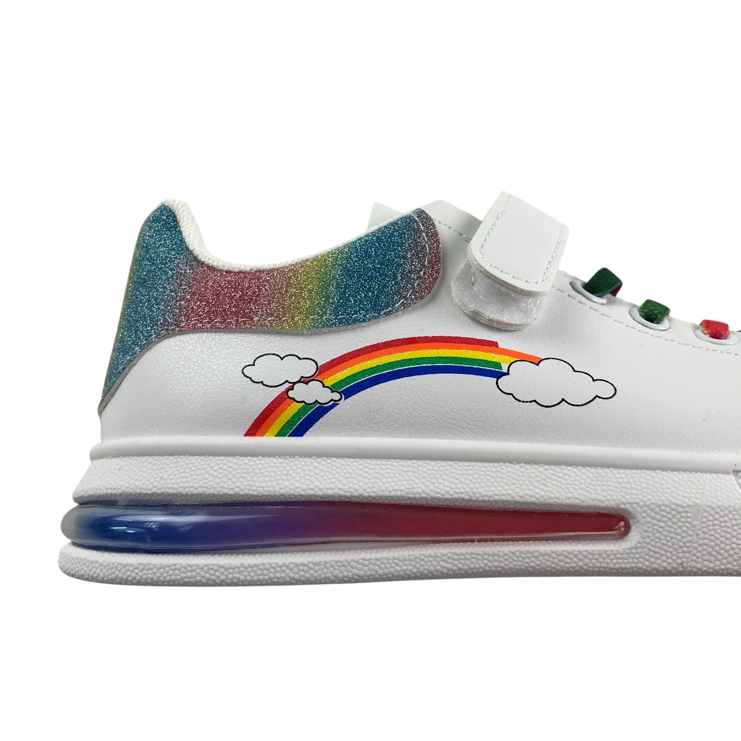 Daodan Chaoren trainers shoe size 2 white fun multicoloured rainbow and glittery design