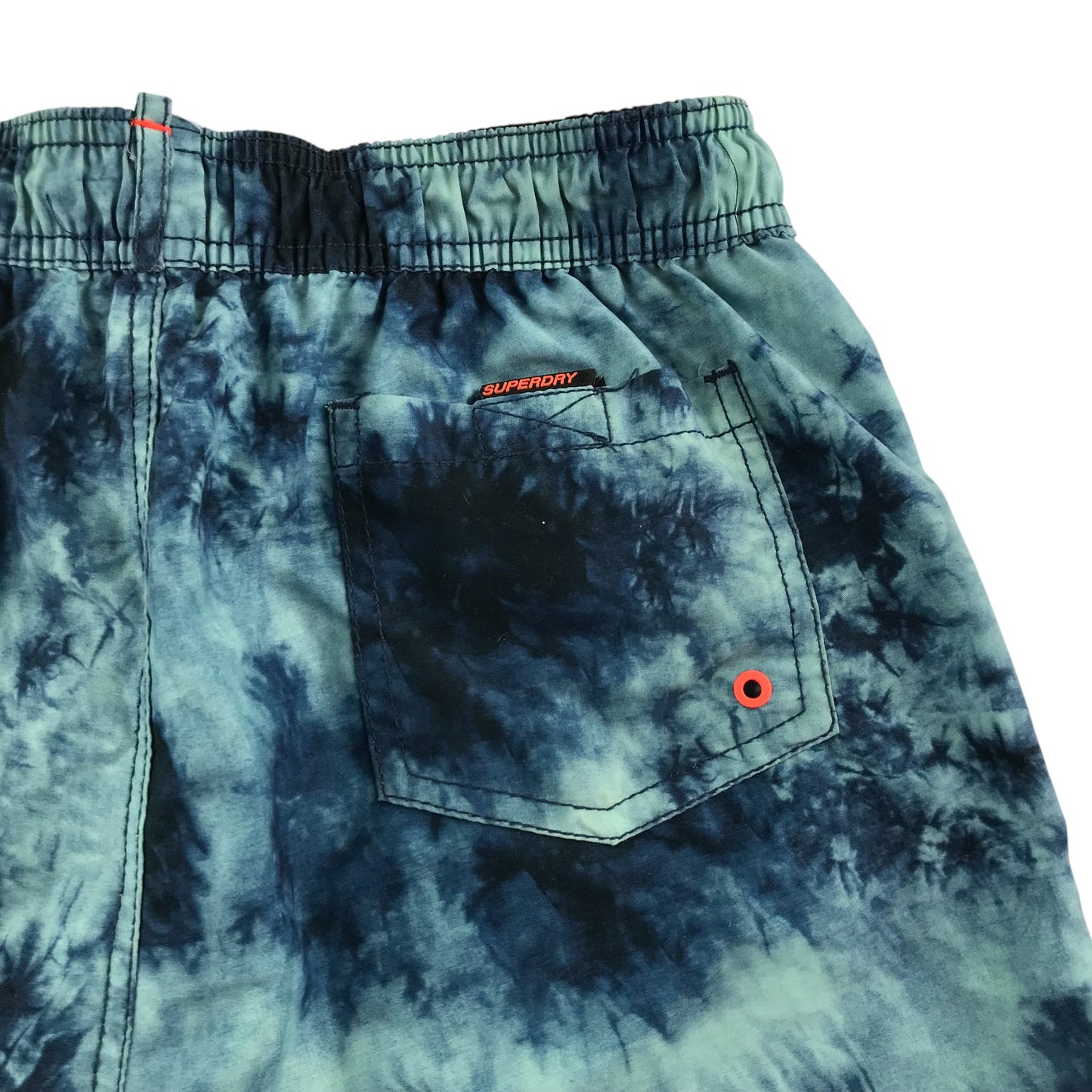 SuperDry swim trunks men's size S blue tie dye pattern shorts