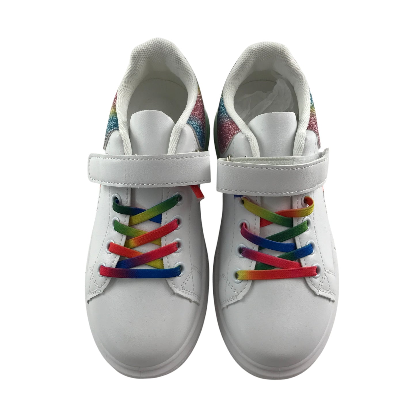 Daodan Chaoren trainers shoe size 2 white fun multicoloured rainbow and glittery design