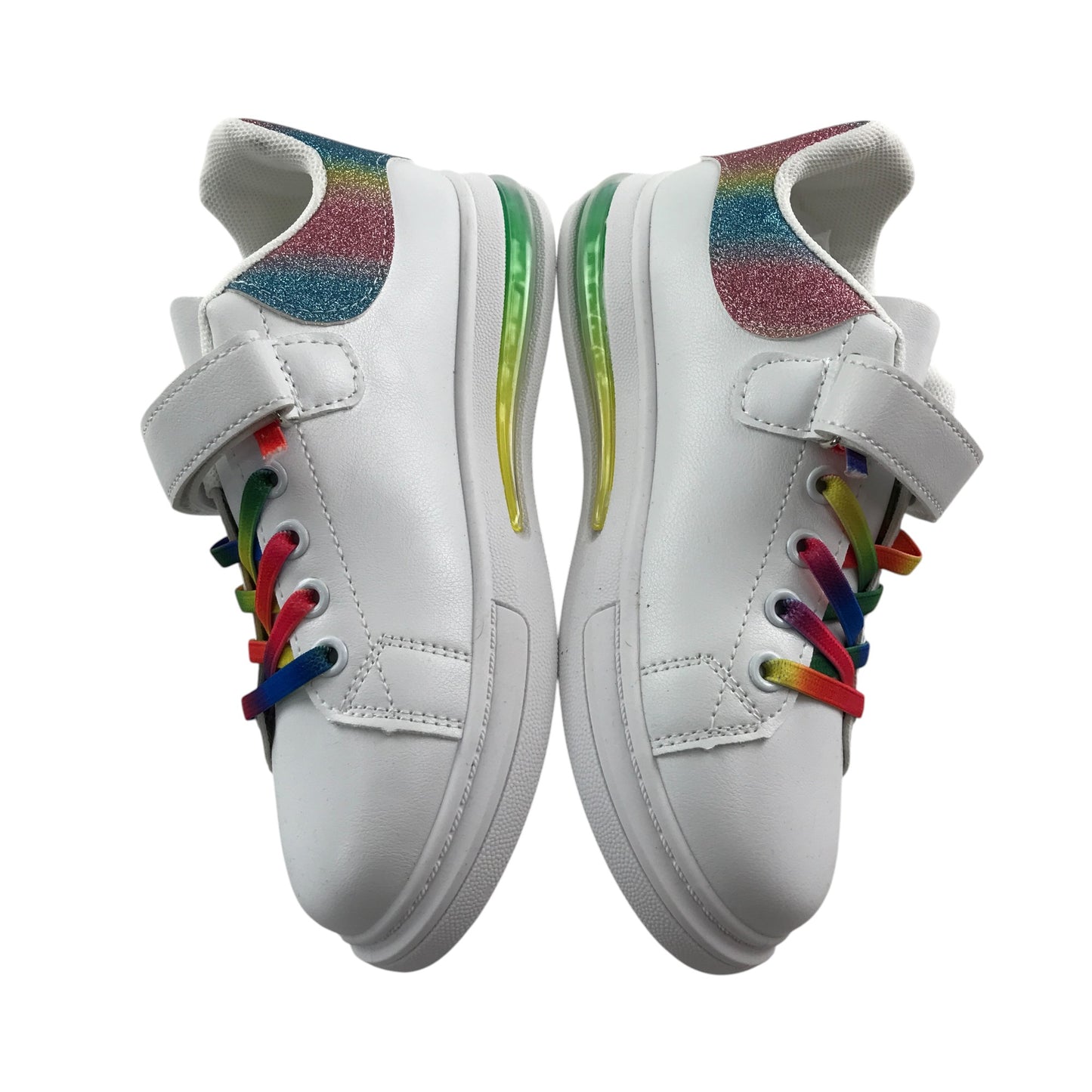 Daodan Chaoren trainers shoe size 2 white fun multicoloured rainbow and glittery design