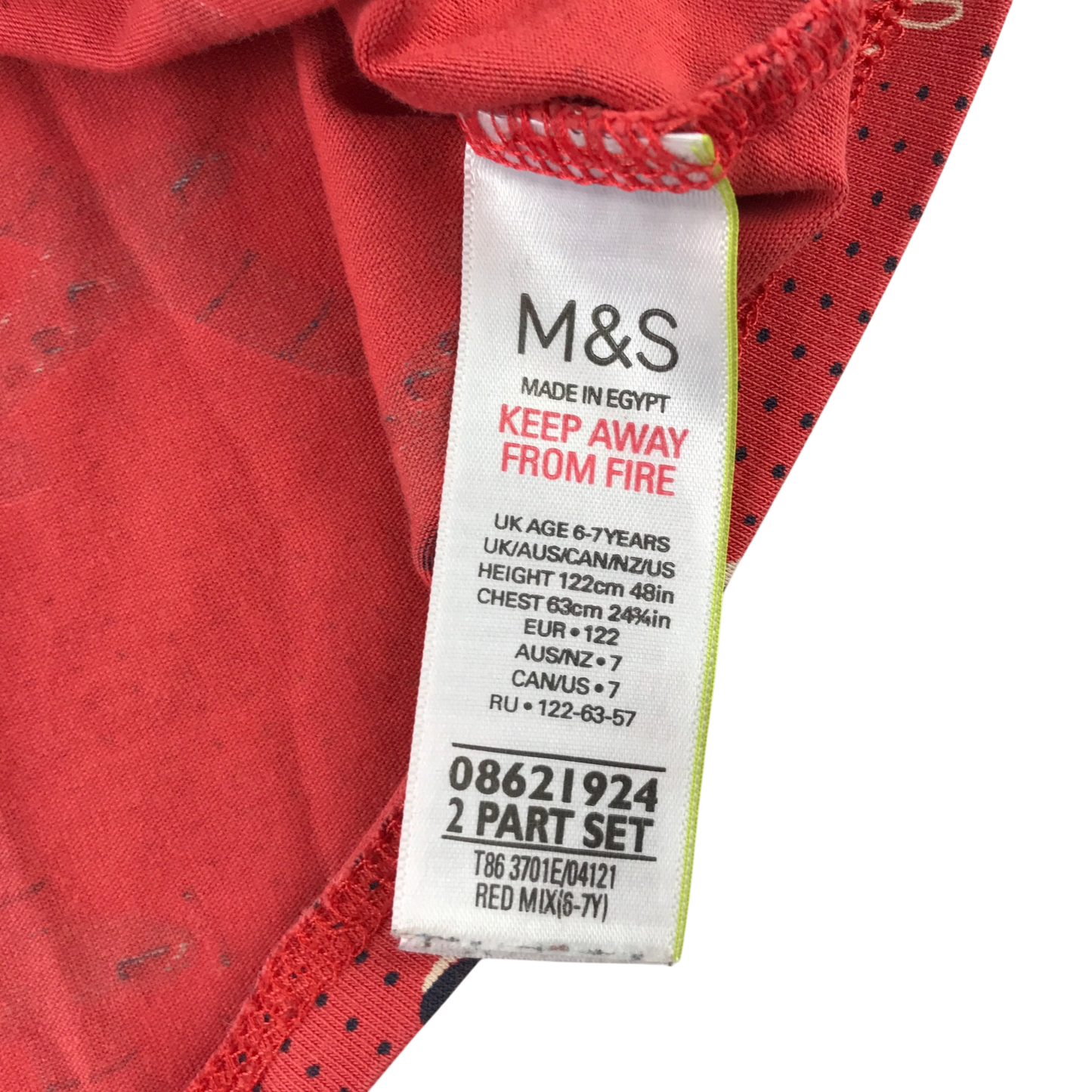 M&S 6-7 years red set