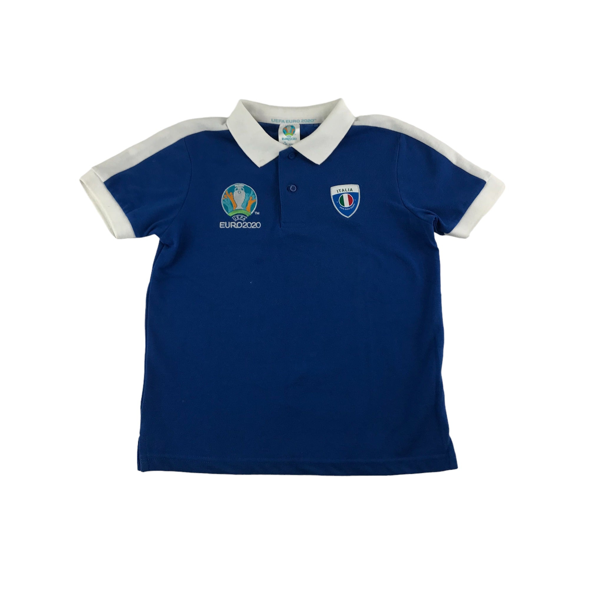 UEFA Official Euro 2020 Italia Polo Shirt Age 9 Blue with White Collar ApparelXchange CIC