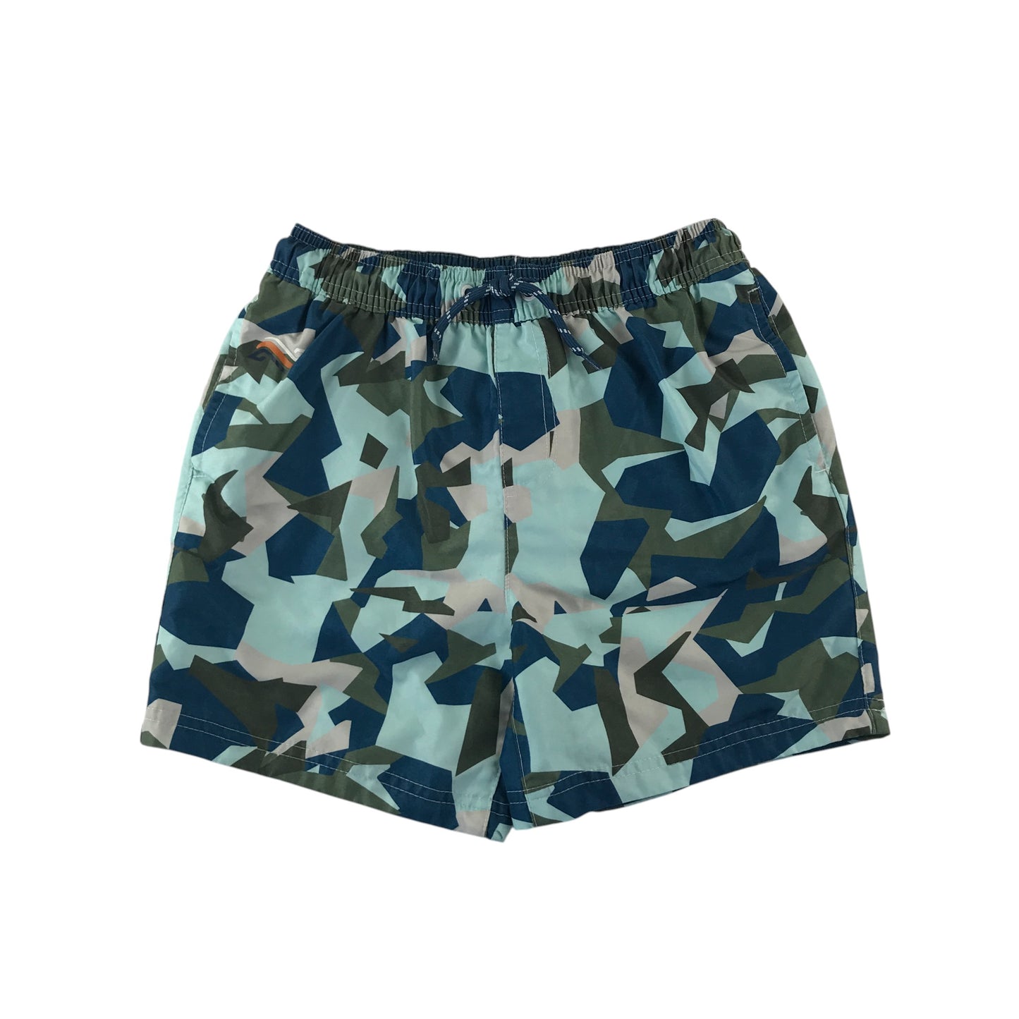 Next swim trunks 8-9 years blue and khaki camo style elasticated waist