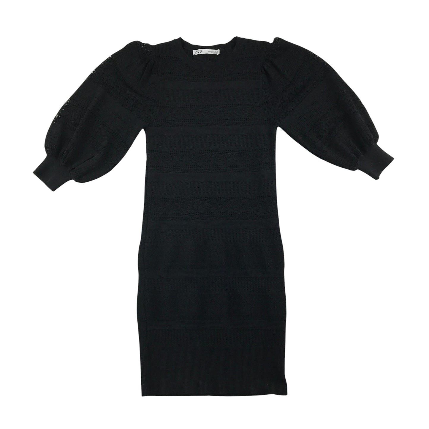 Zara dress  womens small black long sleeve ribbed pattern