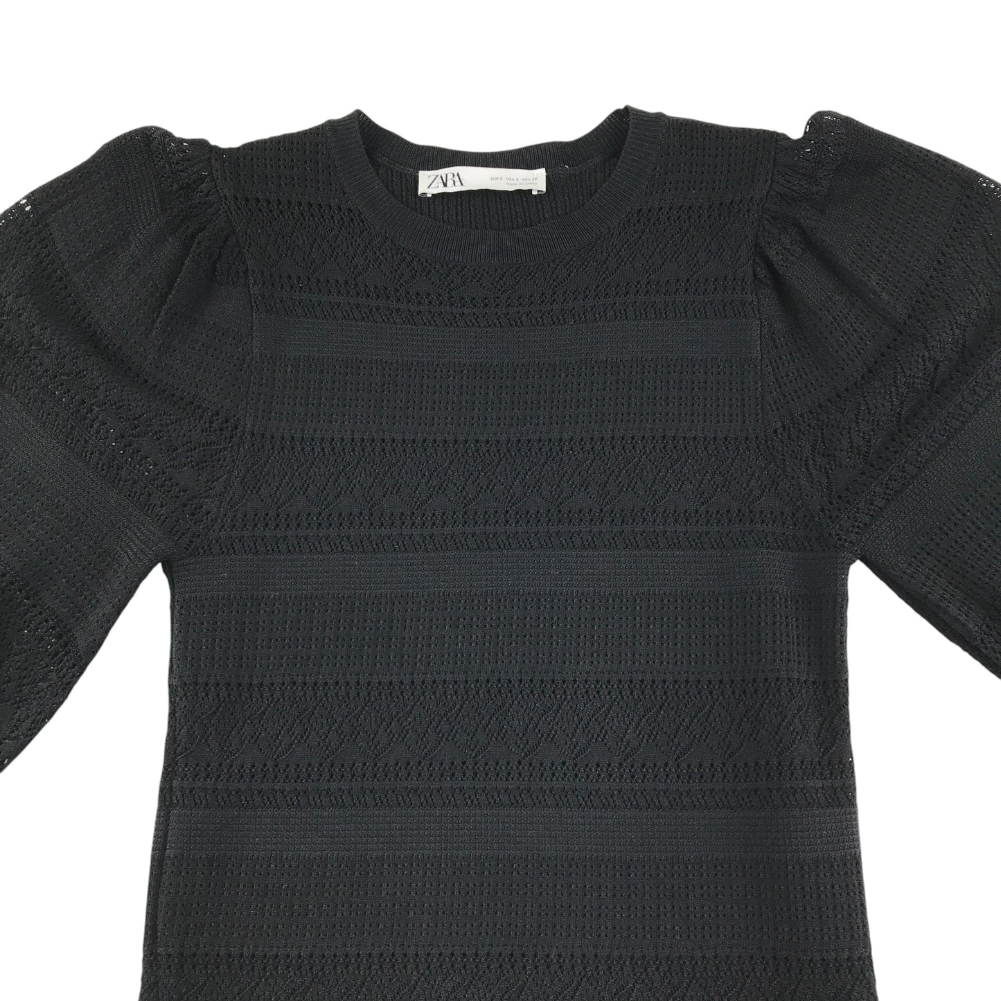 Zara dress  womens small black long sleeve ribbed pattern