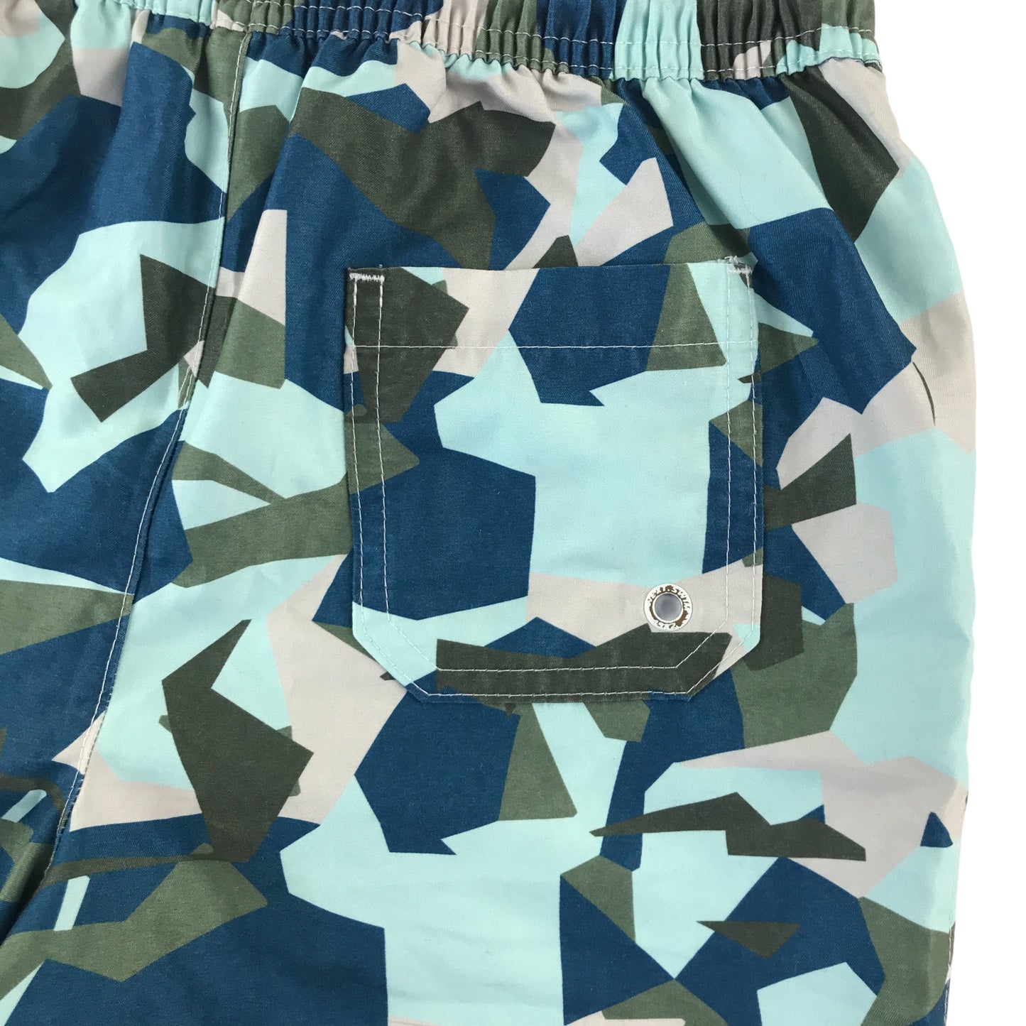Next swim trunks 8-9 years blue and khaki camo style elasticated waist