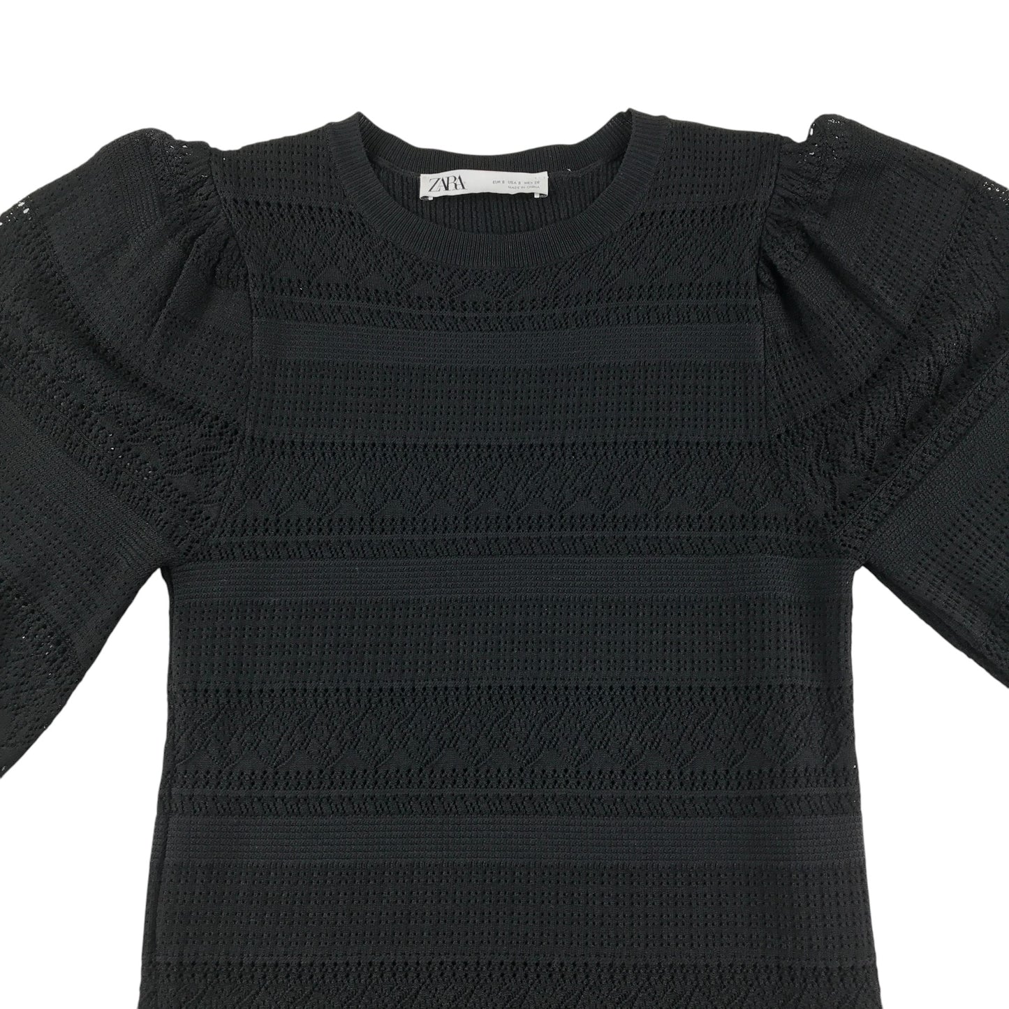 Zara dress  womens small black long sleeve ribbed pattern