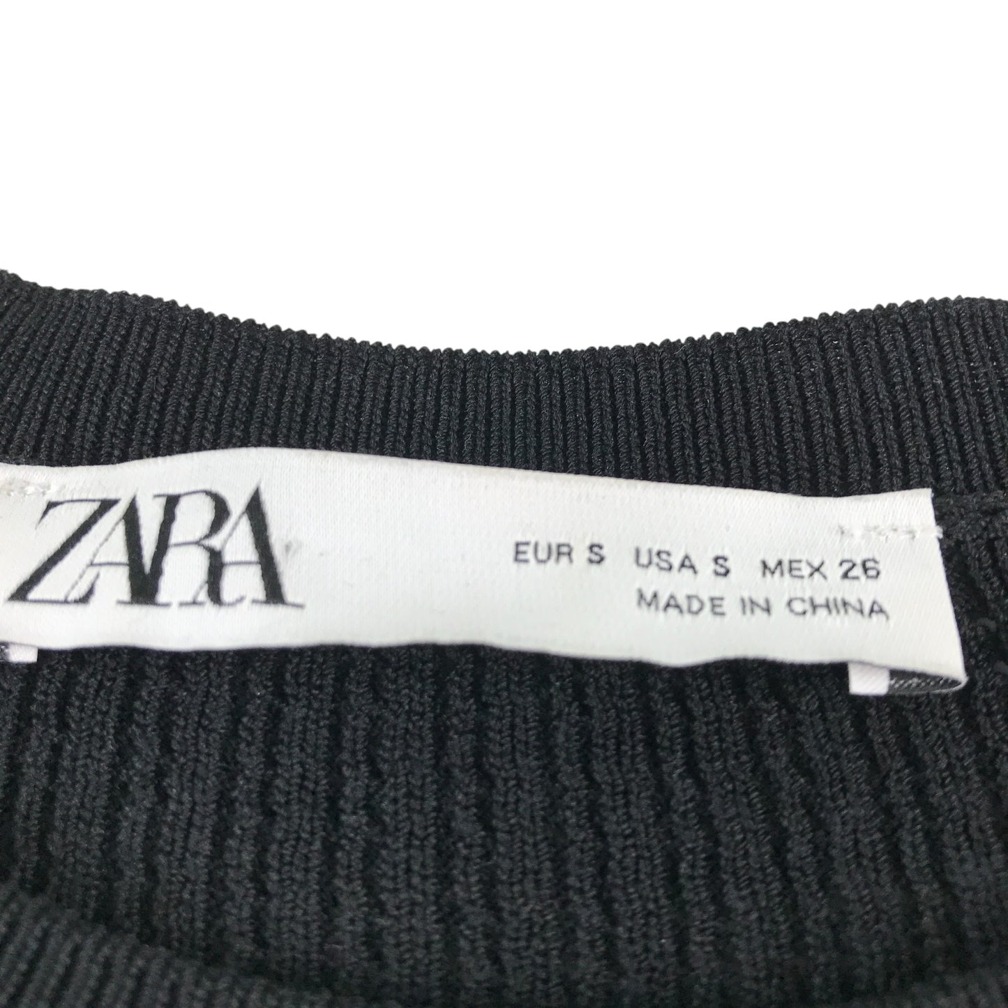 Zara dress  womens small black long sleeve ribbed pattern