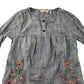 Fatface blouse 6-7 years blue and white stripy long sleeve embroidered cotton