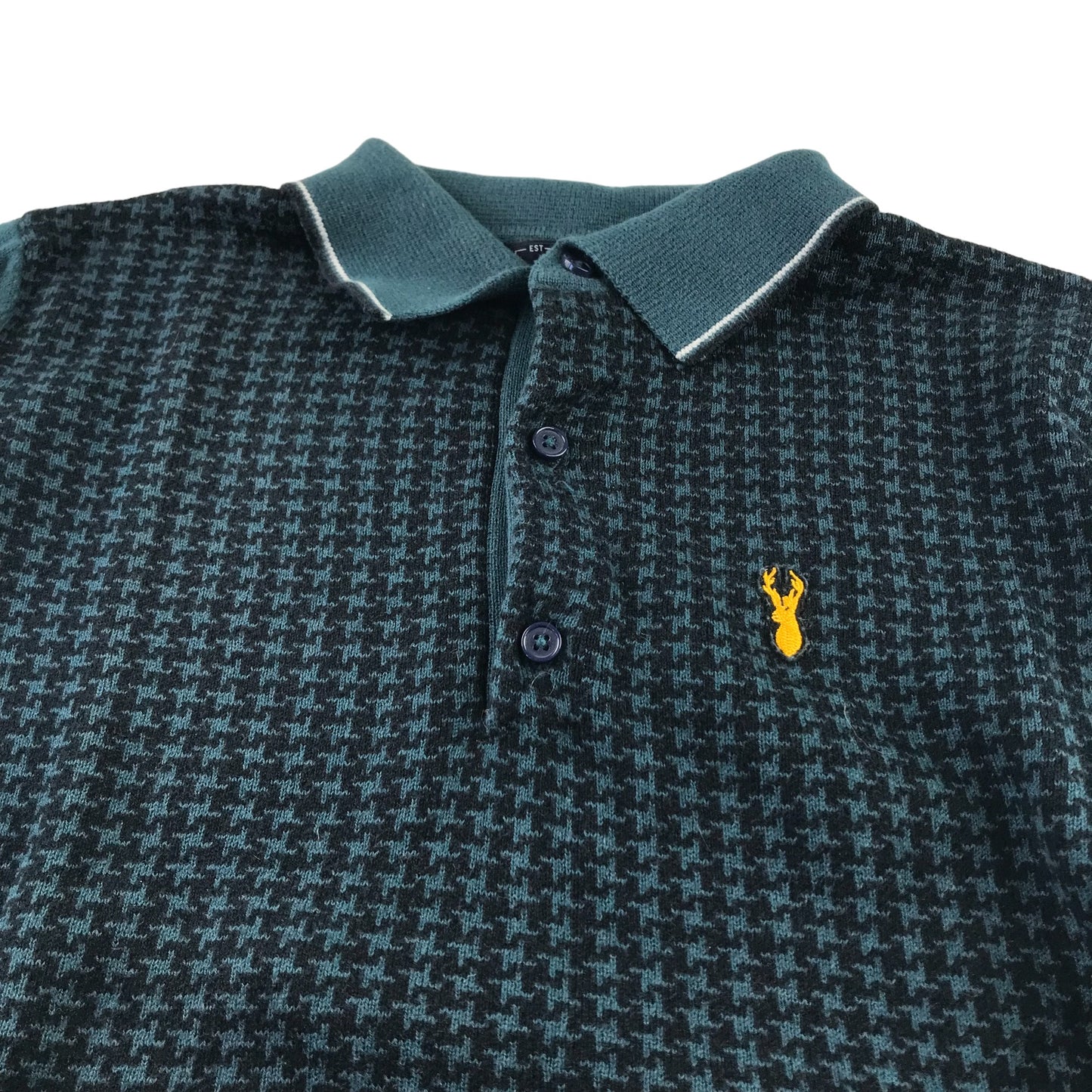 Next polo shirt 10-11 years blue knitted long sleeve pattern cotton