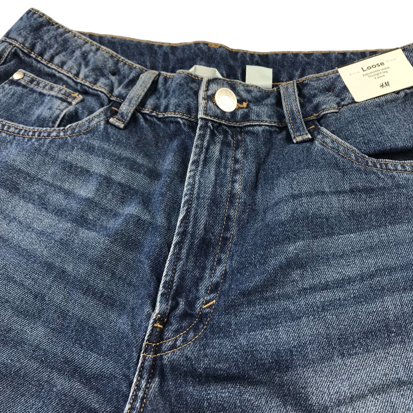 H&M Jeans 14-15 years Blue Denim Loose Adjustable Waist Cotton