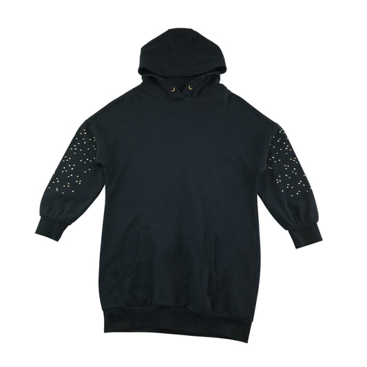 Next hoodie dress 11-12 years black long sleeve with diamante detail