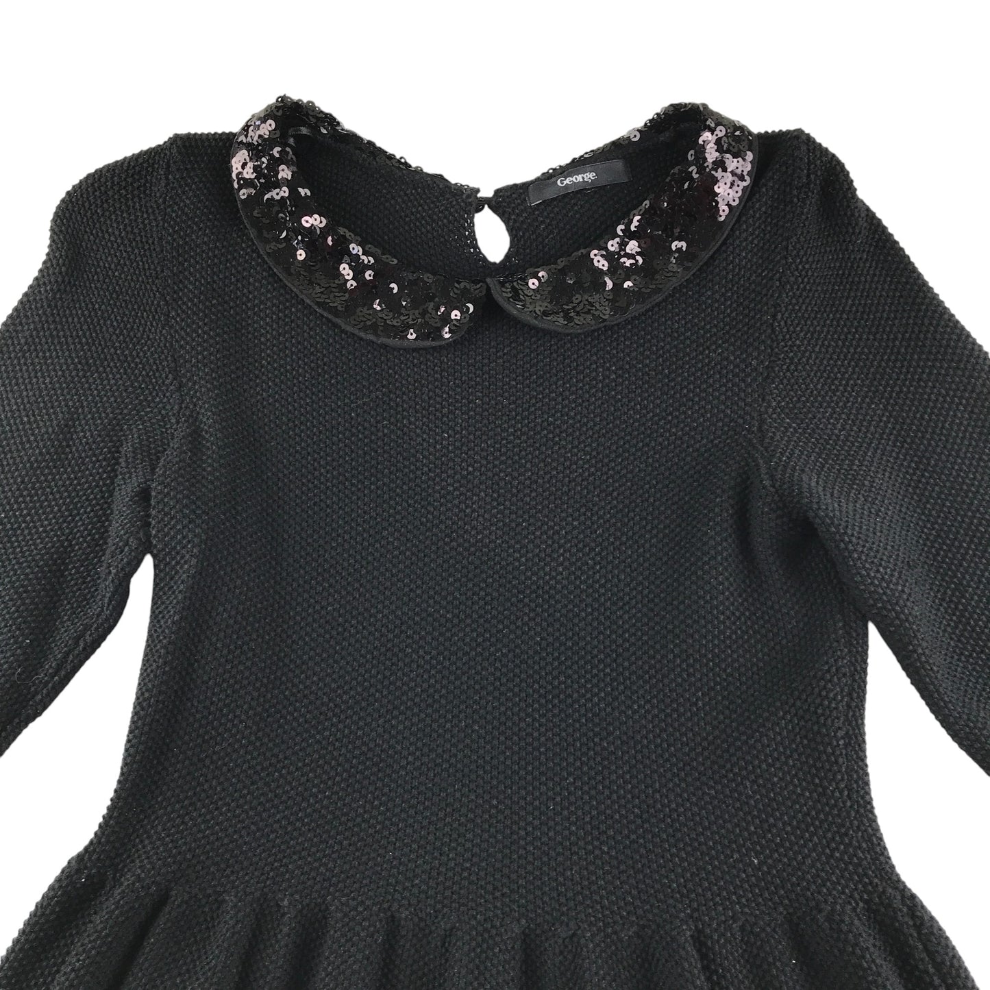 George dress small womens black long sleeve with sequin collar